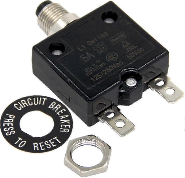 15A Termisk Afbryder Manuel Nulstilling 125-250V AC 50V DC Trykknap 5A