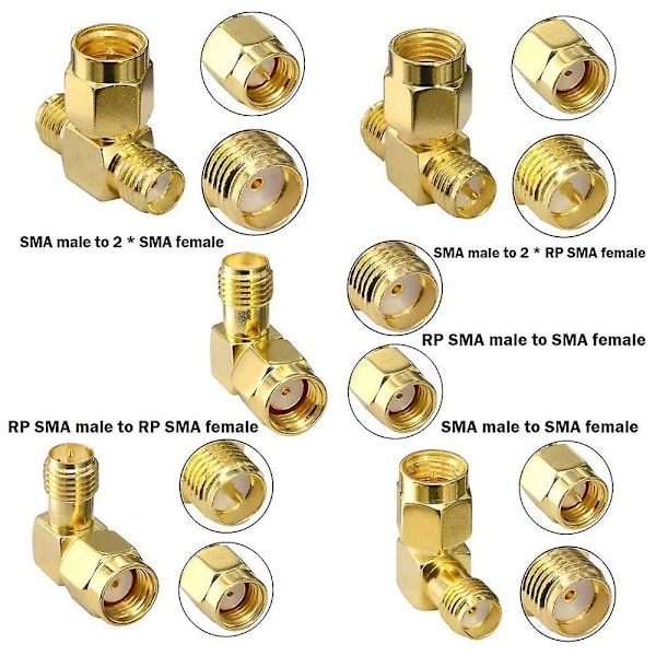 15 kpl Type Rf Antenniadapterisetti Sma-liittimellä Sma Uros Naaras Muunnin Wifi-antennin Jatkeeksi C gold