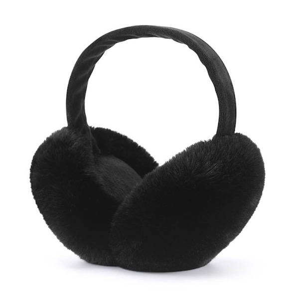 Öronmuffar för kvinnor - Vinteröronvärmare - Mjuka & Varma Kabelstickade Pälsfleece Öronmuffar - Öronskydd för kallt väder black