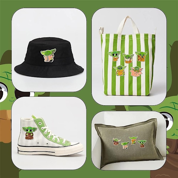 9 kpl Baby Yoda -rauta-on-lappuja Tähtien sota -piirretty avaruusolento ommeltu applikointi DIY- käsityöt korjauslappu vaatteille takille farkuille reppuihin hattuun