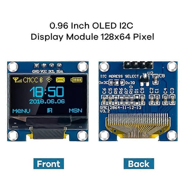0,96 tum 5 st OLED I2C-displaymodul för Arduino Raspberry PI 128x64 pixel IIC seriell självlysande displaymodul