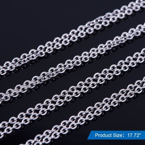20 tråde rustfrit stål kæde halskæde kæde med hummerlås Smykkefremstillingskæde og fløjlssnørepose til smykkefremstilling, 45 cm