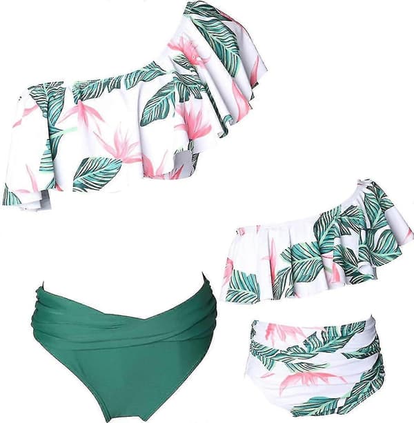 Piger Badedragt Todelt Bikini Sæt Flæse Falbala Badedragt D Green B 2-3T