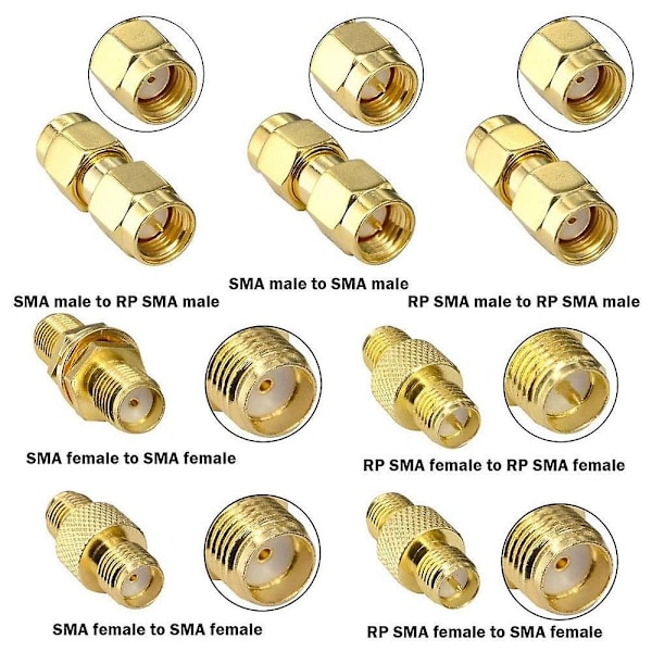 15 kpl Type Rf Antenniadapterisetti Sma-liittimellä Sma Uros Naaras Muunnin Wifi-antennin Jatkeeksi C gold