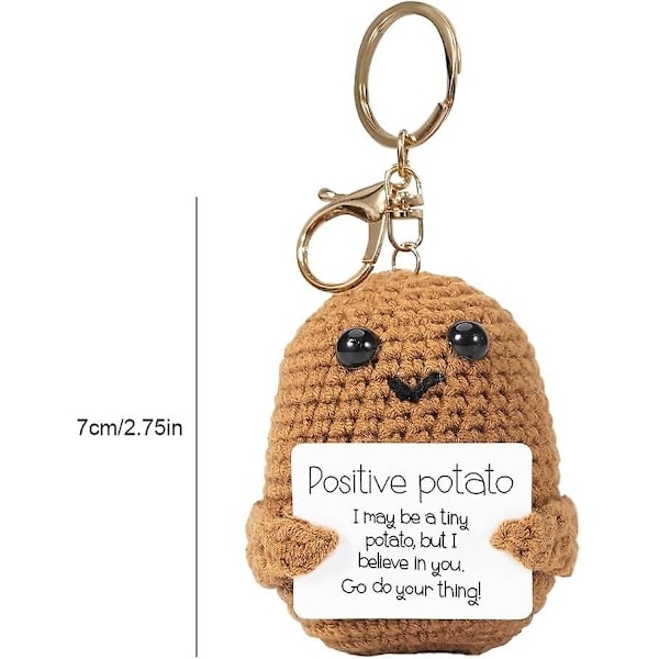 Söt Stickad Positiv Potatisdocka Rolig Virkad Inspirerande Potatis med Positiva Kort Födelsedagspresenter Uppmuntran Presenter till Vänner Rumsdekor