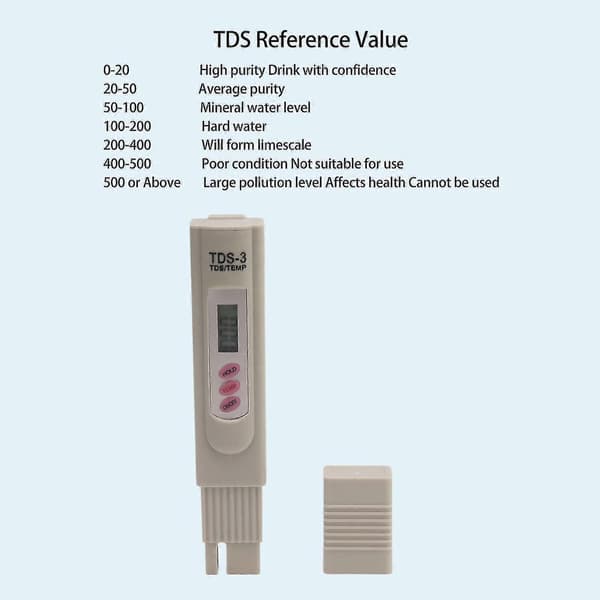 TDS Vandtester Bærbar Grå Vandkvalitetstester Måler 3 Knap Digital Display Vandkvalitet TDS Testpen til Akvarium