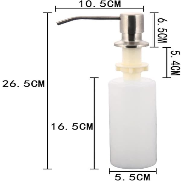 Sæbedispenser - 300 ml - Opvaskemiddeldispenser til køkken - Sæbedispenser til vasken - opvaskemiddeldispenser i rustfrit stål til køkken