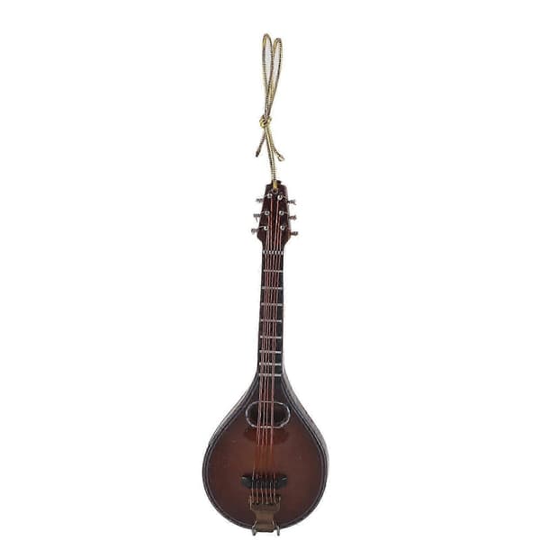 Træminiaturemandolin, musikinstrumentmodel, samlerobjektdekoration, 12 cm