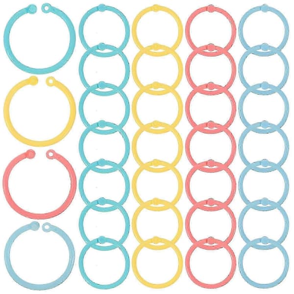 Løse Plastik Binderinge 80 Stk. Farverige Enkelte Ringe til Dekoration