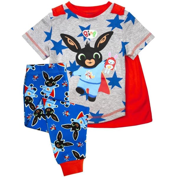 Bing Bunny Drenge Lang Pyjamas Sæt Grå/Blå/Rød Grey/Blue/Red 18-24 Months