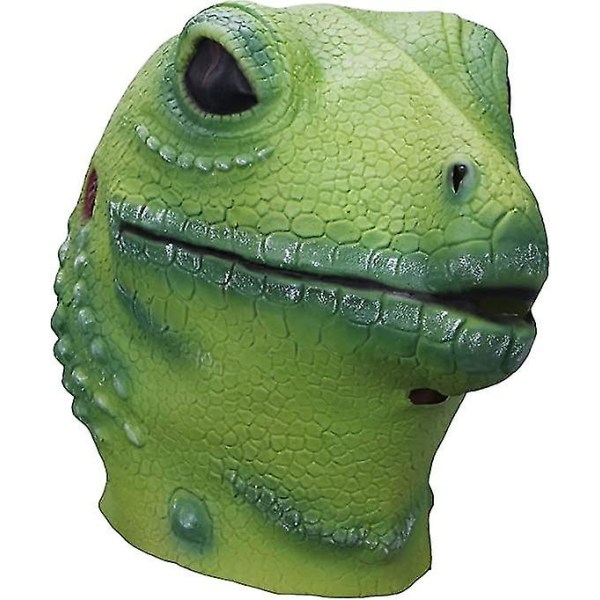 Ghyt Lizard Head Mask Halloween Kostym rekvisita Vuxenfest Realistiska djur latexmasker Green Lizard Huvudbonader