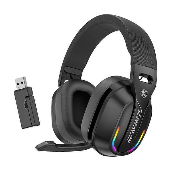 Bluetooth 5.4 Hodebåren RGB Trådløst Bluetooth Gaming Headset Med Sender GT100 Svart