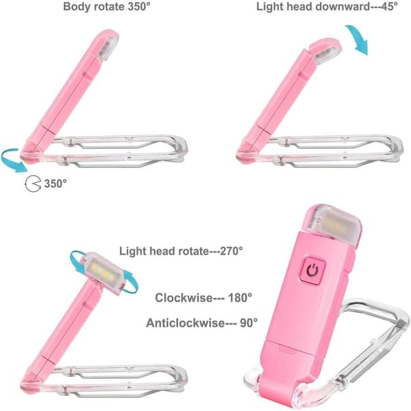 Rose-læselampe til bog USB-genopladelig læselampe 3 Brig