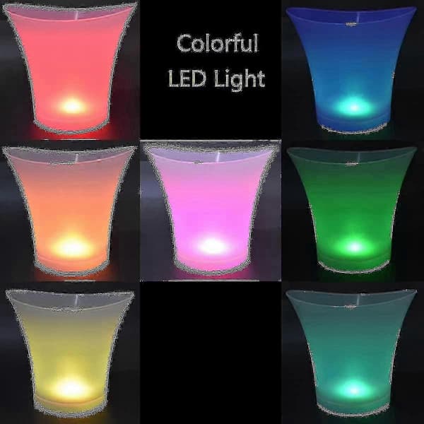 LED isspand 5L stor kapacitet, champagnevinkøler med farveskift