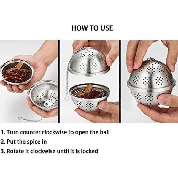 Tesil Te-infuser Matvaregodkjent Rustfritt Stål Infuser Låsing Høy Kvalitet. (sølv)(1 stk) style5549