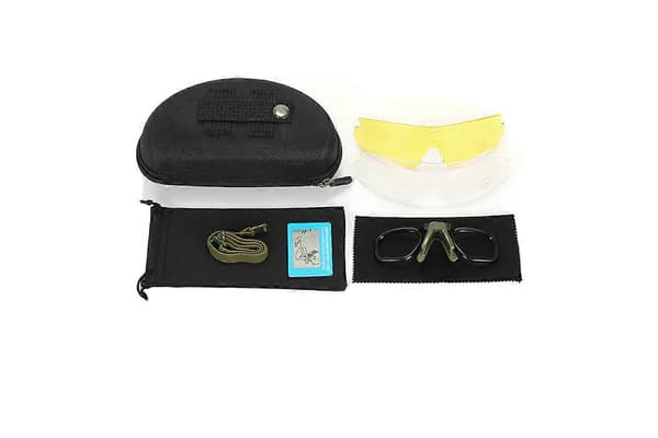 Taktiske briller Skytebriller med 3 utskiftbare linser Black One Size