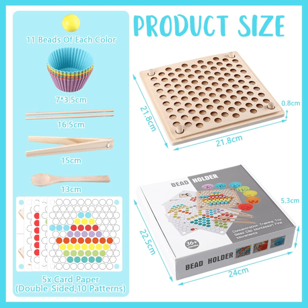 Fint motorik, børnepuslespil, Montessori-materialespil 3 år, træperlespil, håndhjernetræning pædagogisk legetøj B