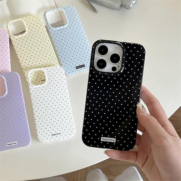 inewateri Compatible with iPhone 15 Case, Cute Fashion Dotted Design, Soft TPU Slim Protective Case Black Black iPhone15