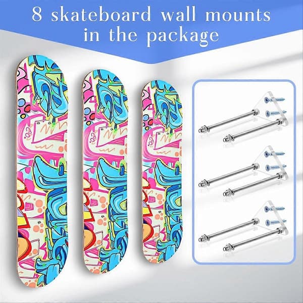 4 st Skateboardhängare, Skateboard Väggfäste Väggställ Förvaringshållare för Skateboard Deck Display
