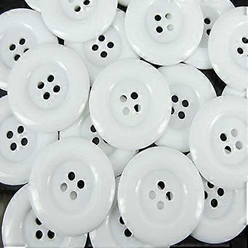 Syknapper 20 stk 1-3/8\" 4-hulls hvite harpiksknapper Store hvite knapper passer
