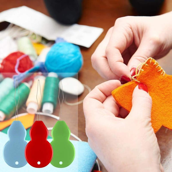 Needle Threader 20 pcs Hand-stitched Plastic Brass Wire Gourd-shaped Needle Threader Finder