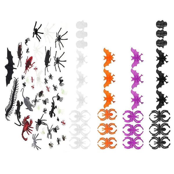 74 stk. Halloween assorterede insekter til Halloween-dekorationer