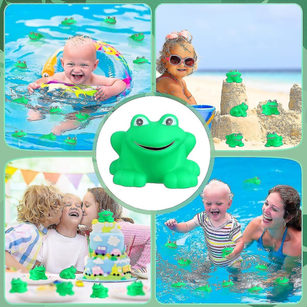 Gummifrøer knirker og flyder grøn frø, gummibadelegetøj, badelegetøj til babybruser til brusebad, badelegetøj til drenge og piger 24pcs