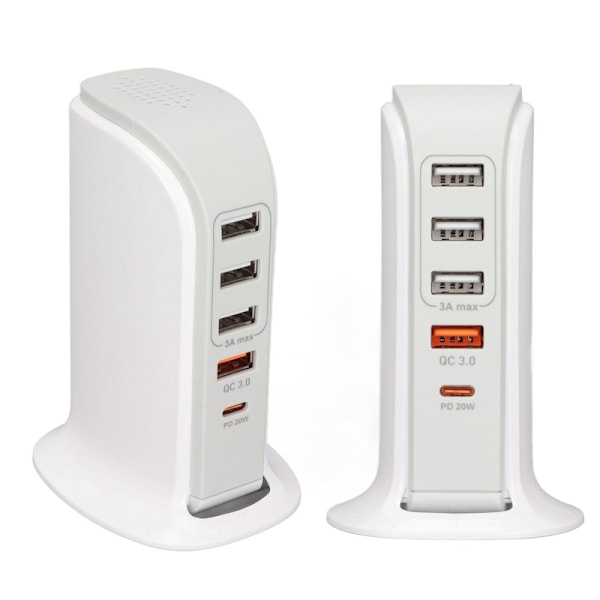 Puhelimen latausteline USB-latausasema Moniporttinen lataustorniteline Pikalataus matkapuhelimelle EU-pistoke 1