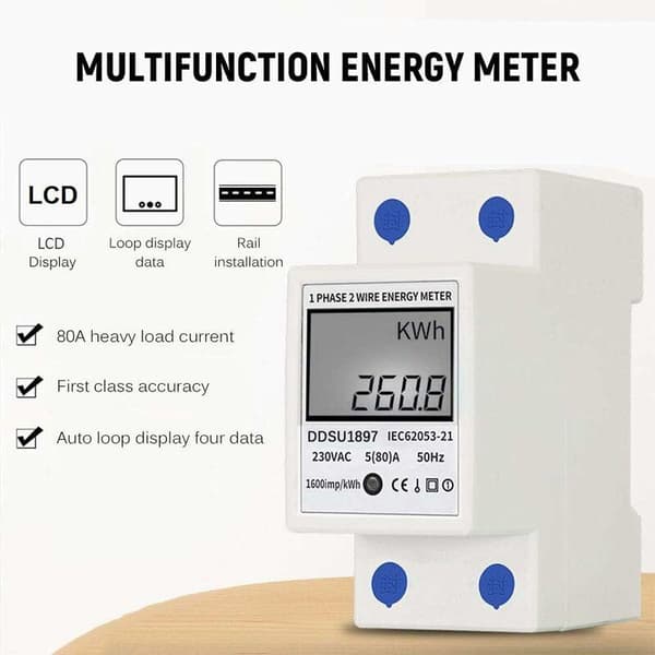 Enfaset elmåler, 80A 220V digital power M