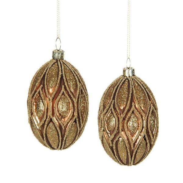 En Mängd Dekoration - Julgranspynt Glaskula Gloria Koppar 8cm 4-pack gold