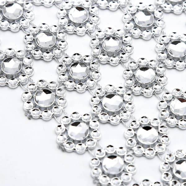 Sløjfer til piger Diamant Blomsterform 5 Yard Mesh Wrap Roll Rhinestone Krystal