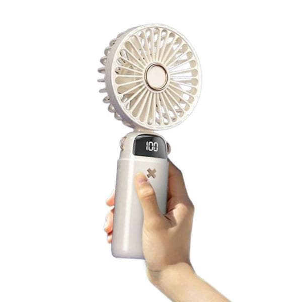 Håndholdt blæser med LED-display, foldbar, halsventilator, genopladelig, bærbar Beige One Size