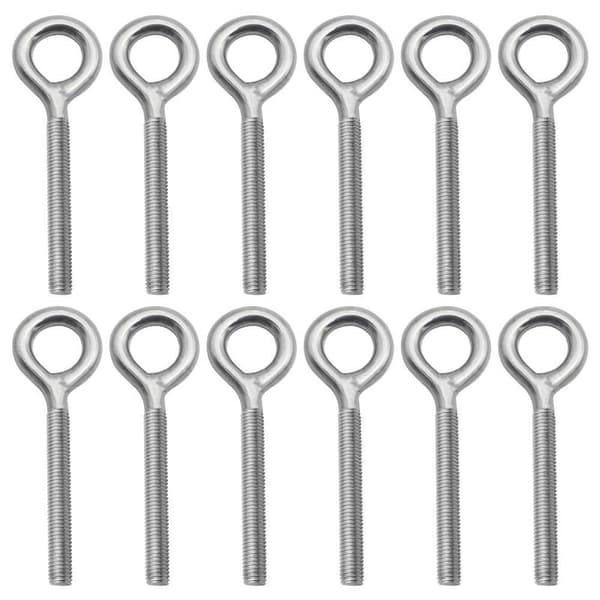 Sæt med 12 stk. M6 x 70 mm ringbolte i 304 rustfrit stål - Ringgevind