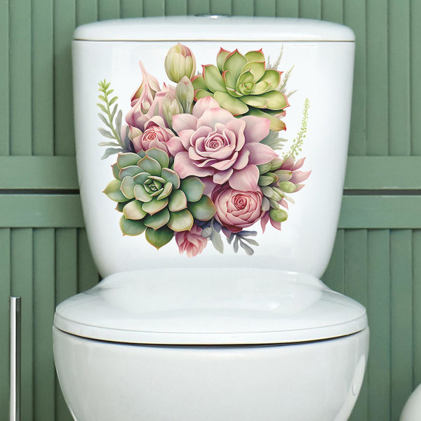 WC-tarra kirkkaan värinen hieno kukkakuvioinen wc-kannen tarra Helppo käyttää kodin kylpyhuoneen sisustukseen Tianyuhe Pink
