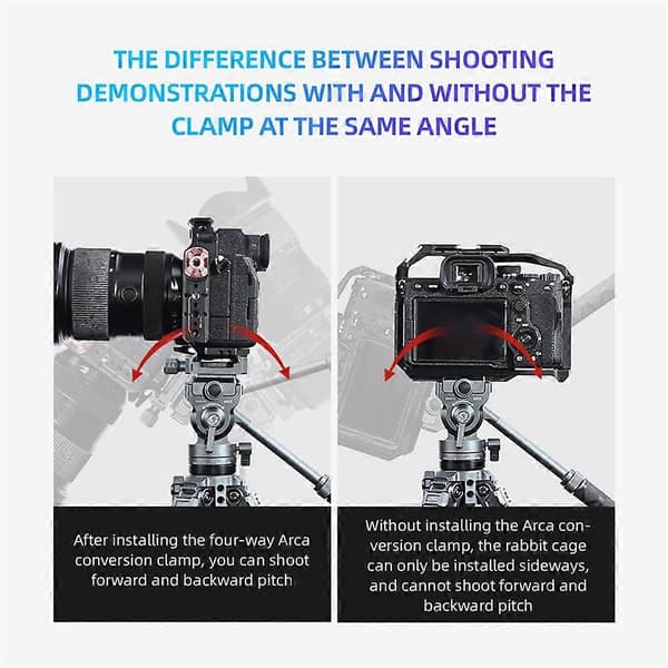 4-vejs Arca-klemme Quick Release AKKA Kameramontering QR til DSLR-kamerabur Stativ Slider Gimbal Kuglehoved Monopod Sort Black