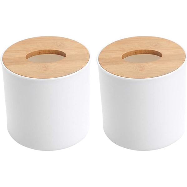 2 stk. Runde Tissue Box Tissue Holder Cover Desktop Serviet Opbevaringsboks Til Hjem Hotel