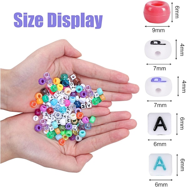 2350 Ponyperler i 64 Farver til Armbånd og Halskæder Regnbue Håndværk Perler og Elastiske Snore Bogstavperler Sæt til G Sølv Silve Silver 64 colors