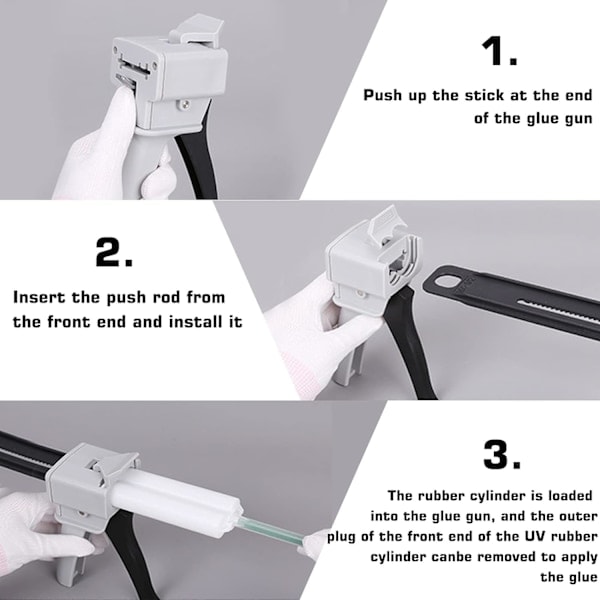 50 ml epoxy dispenserpistol, AB epoxy limpistol 1:1 forhold til limning, grå