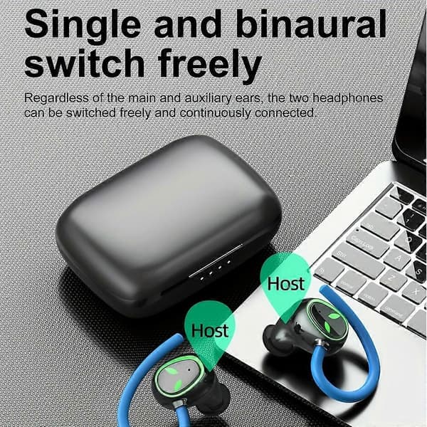 Sport Bluetooth-headset öronmonterat smart vattentätt coolt LED-ljusdisplay Bluetooth-headset
