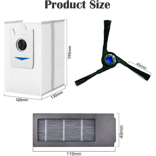 Varaosat Tarvikkeet Ecovacs Deebot X2 Omni Robotti-imuriin (Sivuharjat, Suodattimet, Pölynimuripussit, Moppityynyt)