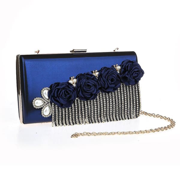 Bryllupsfest Blomster Aftenveske Navy Blue