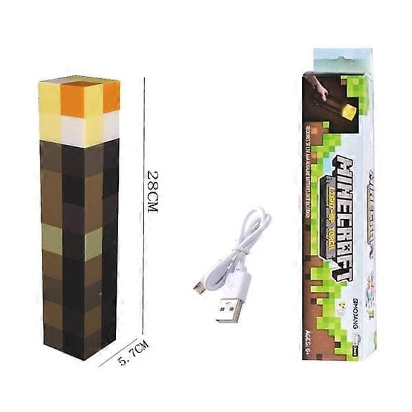 2026 seneste eksplosion REMAKE Minecraft Redstone Torch - 28 cm LED-natlampe - USB C—max-FA-