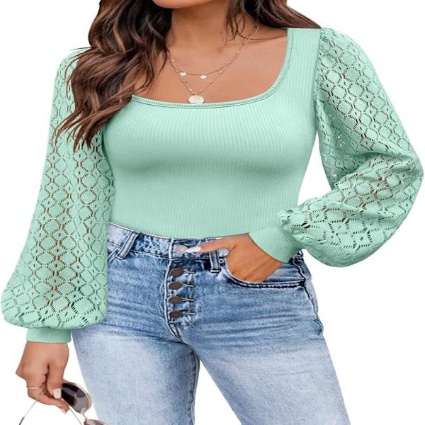 Dame Mesh Langærmede Skjorter Casual Bluser Toppe