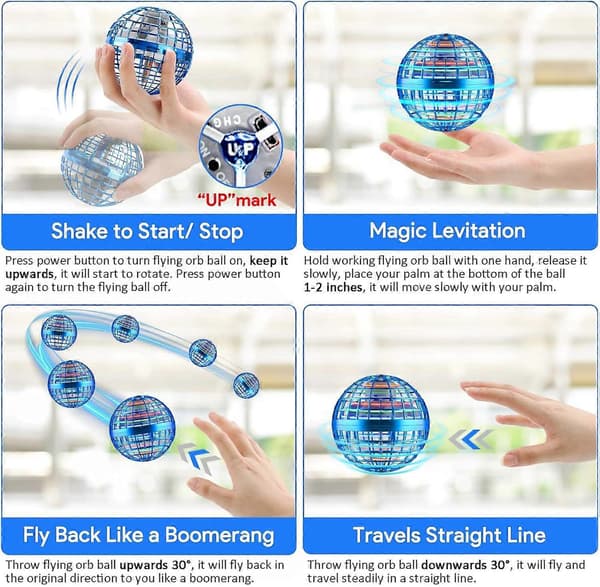 2026 Flyvende Orb Ball, Boomerang Hover Space Ball Flyvende Spinner, Orb Drone Orbit, Kul Leke