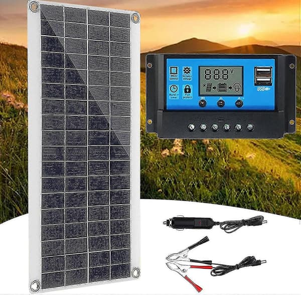 300w 12v Solpanel, Solpanel Kit, Batterioplader Kit Med 60a Solarladningsregulator Til Autocamper, Yacht, Udendørs, Have, Belysning