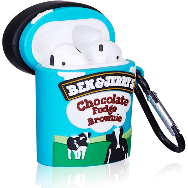 Airpod 1&2 Fodral, 3D Mjukt Silikon Roligt Fodral, Kawaii Kul Nyckelring Design Skal, Flickor Barn Tonåringar Kvinnor Fodral för Airpods (Ko Glass)