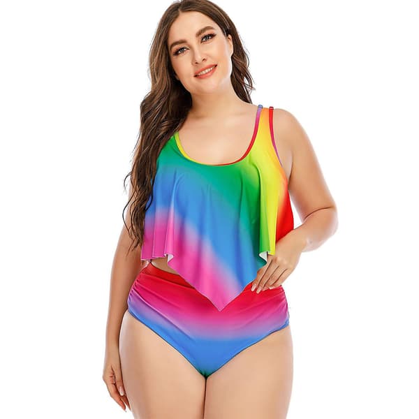 Kaxidy Kvinders Badedragt Plus Size Badekåbe Regnbue Badetøj Badedragt XL