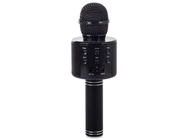 Langaton Bluetooth-karaokemikrofoni pyöreä kaiutin kotelolla, eri tilat Svart black
