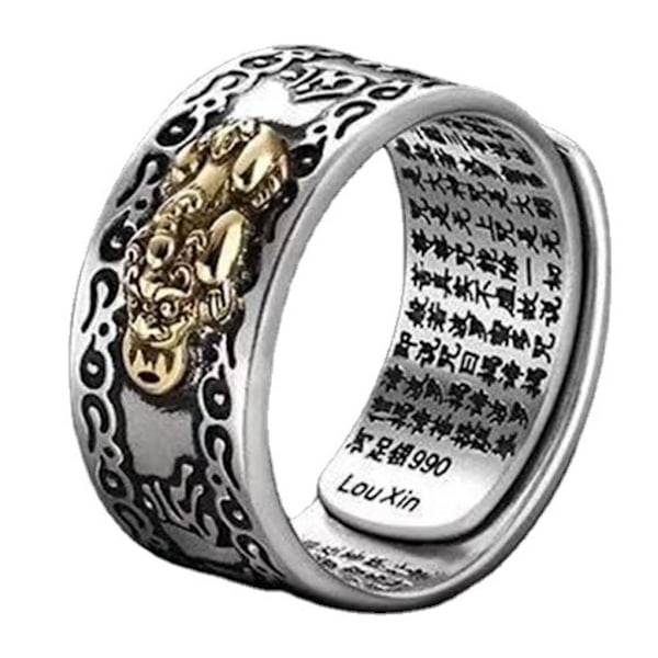 Feng Shui Ring Justerbar Pixiu Amulett Lyckoring Mantra Skydd Förmögenhetsring För Kvinnor Män Ringar