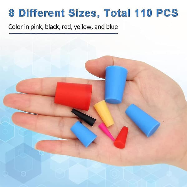 Silicone Rubber Conical Plug - 110 Pcs High Temperature Resistant Rubber Stoppers for Holes